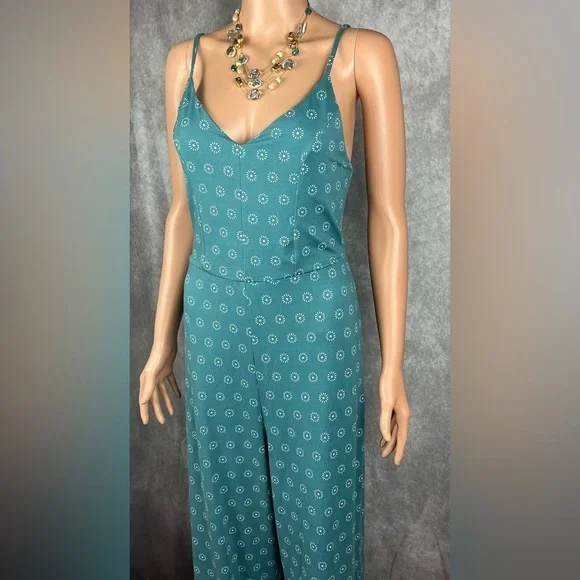 Teal Green Knit Jumpsuit w/Strappy Back Sz L By Davina NWOT - Picture 2 of 8